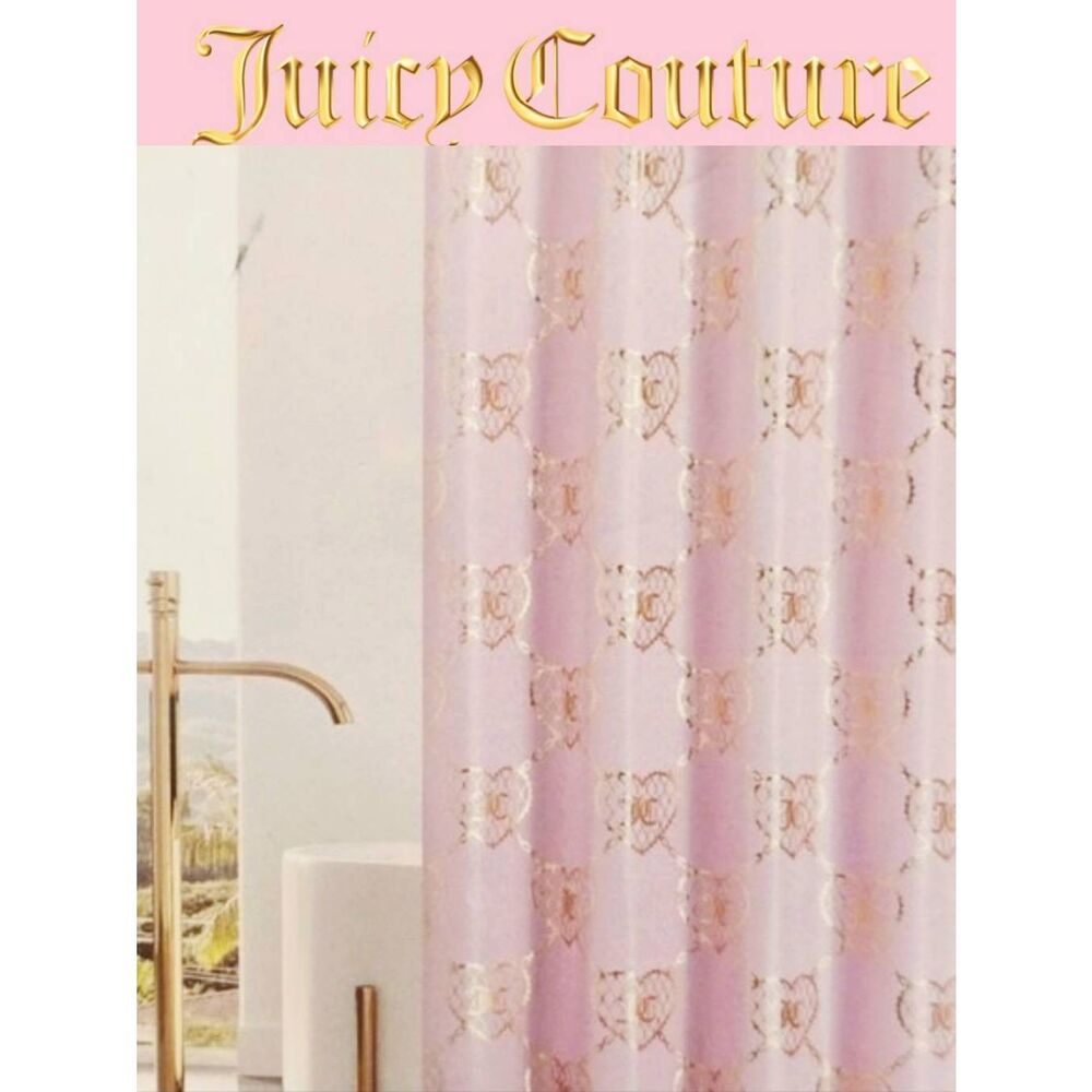 Juicy Couture Home Metallic JC Heart & Chains Printed Shower Curtain w/Hooks
